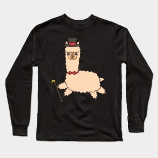 Alpaca with a hat and stick Long Sleeve T-Shirt